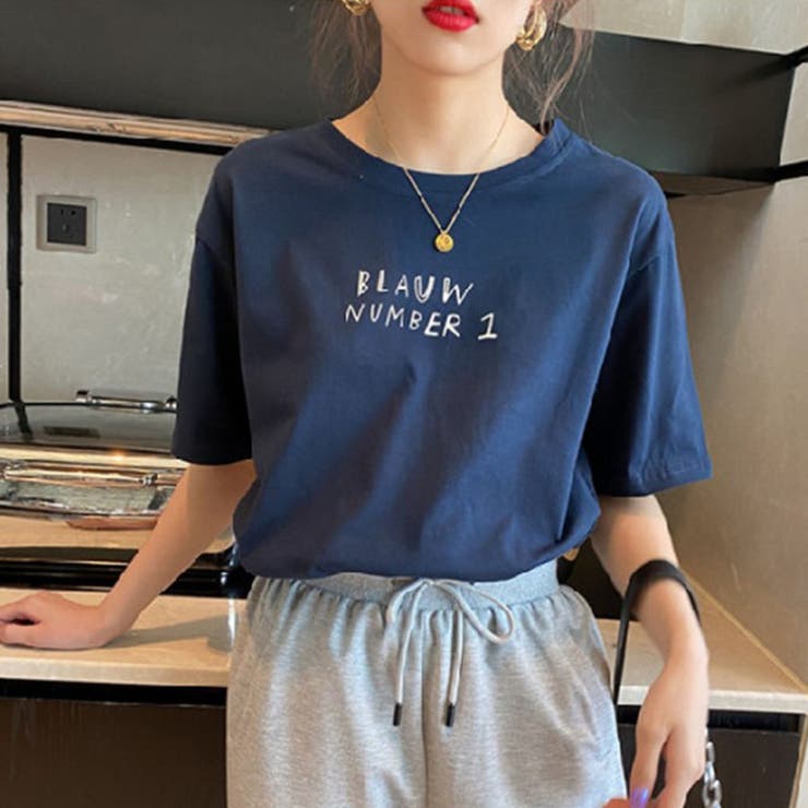 韓国ファッション 韓国Tシャツ ロゴTシャツ 手書き文字風ロゴT