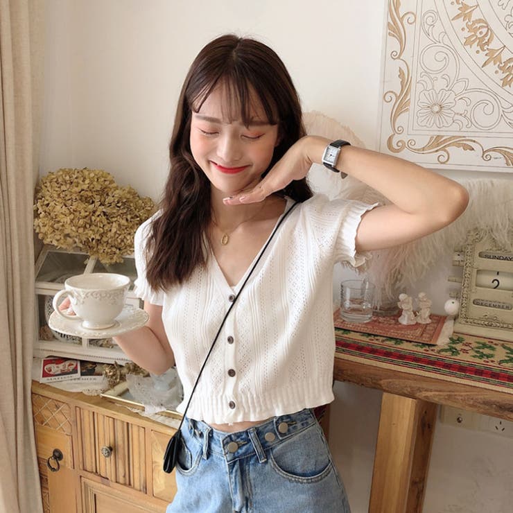 半袖 ニットカーディガン ショート丈 | ＆soiree | 詳細画像6 