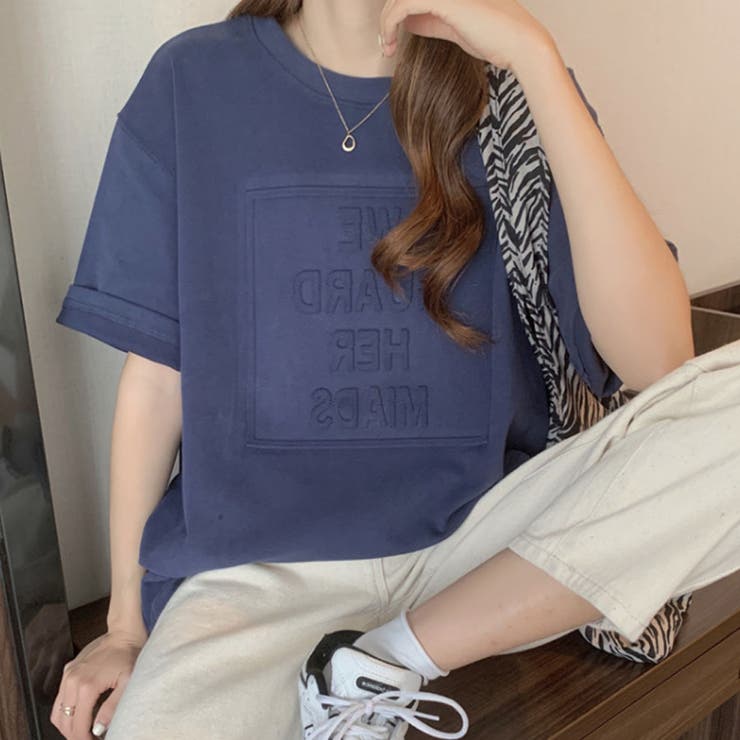 韓国ファッションビッグシルエット ロゴTシャツ半袖 半袖 | ＆soiree | 詳細画像1 