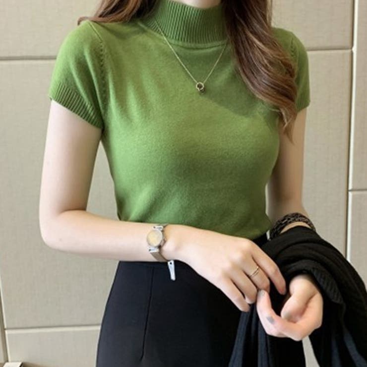 ピスタチオ | ハイネック ノースリーブ ニット | ＆soiree