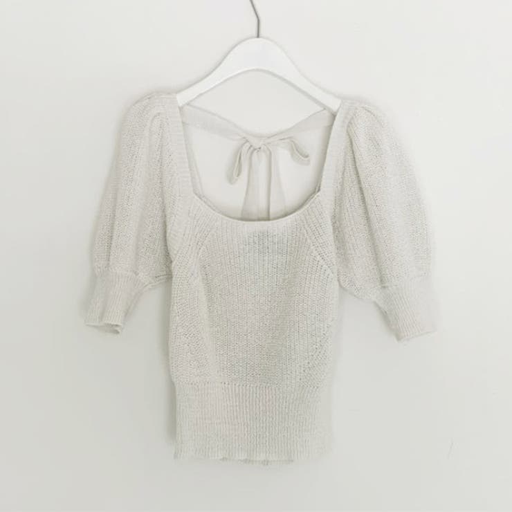 韓国ファッションニットトップス 半袖 バックリボン | ＆soiree | 詳細画像10 