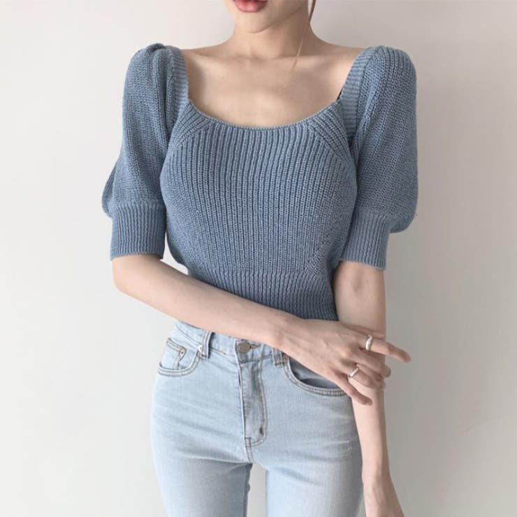 韓国ファッションニットトップス 半袖 バックリボン | ＆soiree | 詳細画像3 