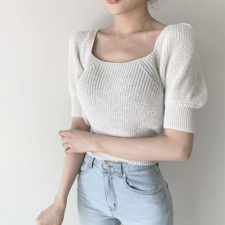 韓国ファッションニットトップス 半袖 バックリボン | ＆soiree | 詳細画像4 