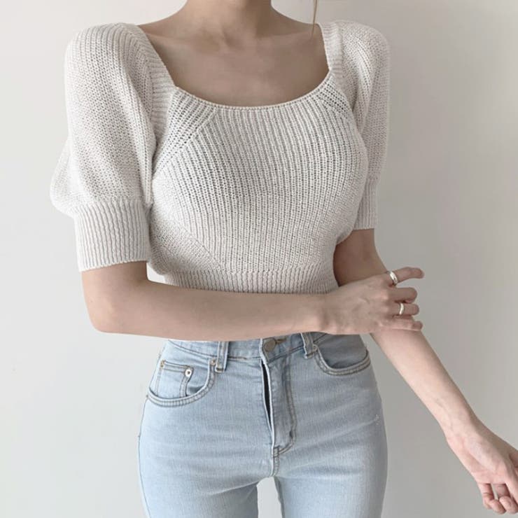 韓国ファッションニットトップス 半袖 バックリボン | ＆soiree | 詳細画像6 