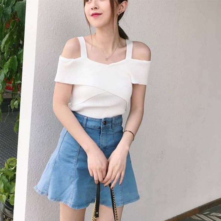 2WAY 韓国ファッションサマーニット オフショルニットトップス夏 | ＆soiree | 詳細画像9 