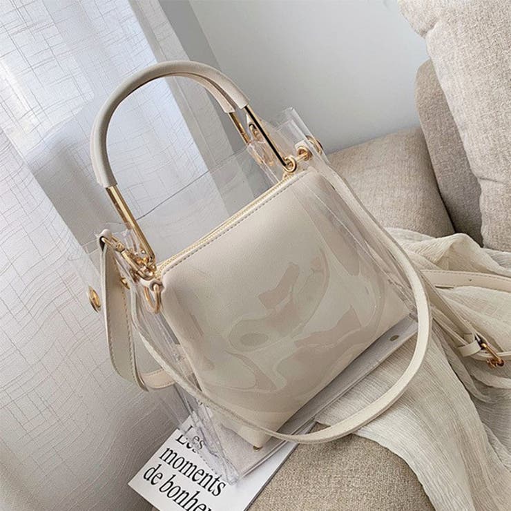 ホワイト | 2WAY 韓国ファッションクリアバック ショルダー | ＆soiree