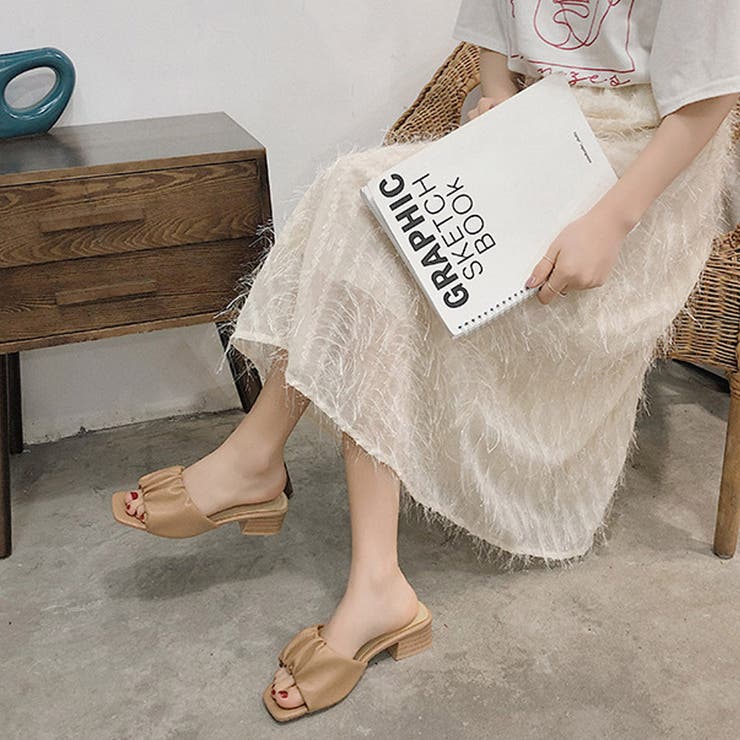 ローヒールギャザーチャンキーヒール サンダル ギャザーサンダル | ＆soiree | 詳細画像14 