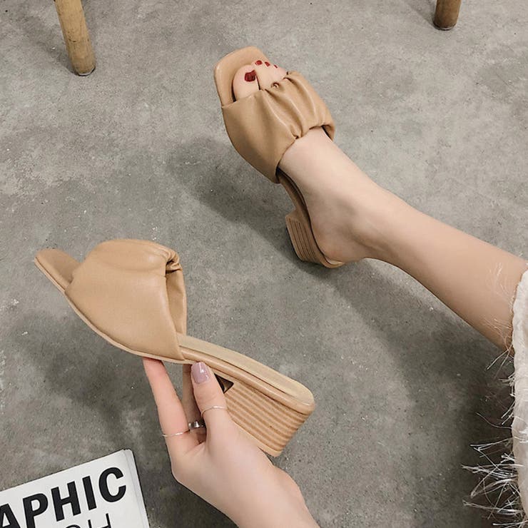 ローヒールギャザーチャンキーヒール サンダル ギャザーサンダル | ＆soiree | 詳細画像19 