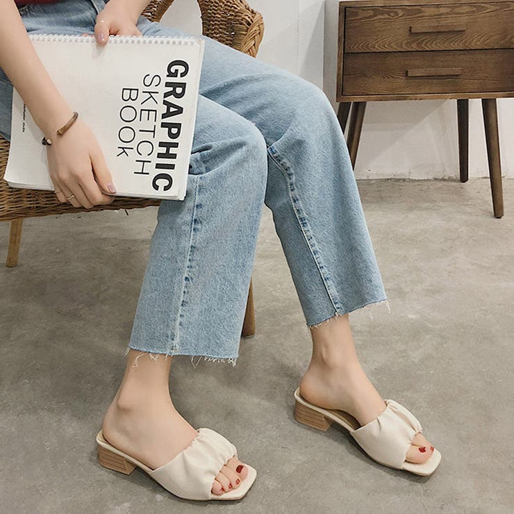 ローヒールギャザーチャンキーヒール サンダル ギャザーサンダル | ＆soiree | 詳細画像3 