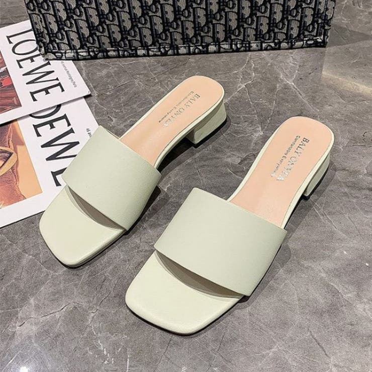 ミント | 韓国ファッションローヒールサンダル ぺたんこサンダル スクエアトゥサンダル | ＆soiree