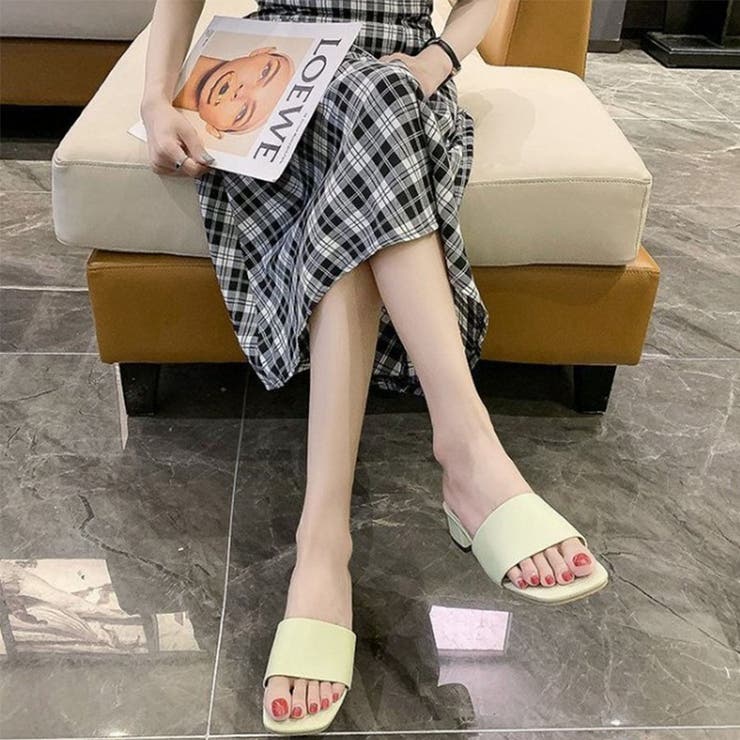 韓国ファッションローヒールサンダル ぺたんこサンダル スクエアトゥサンダル | ＆soiree | 詳細画像4 