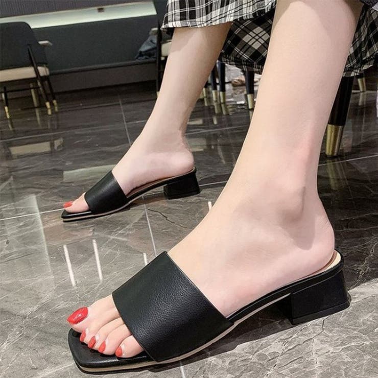韓国ファッションローヒールサンダル ぺたんこサンダル スクエアトゥサンダル | ＆soiree | 詳細画像5 