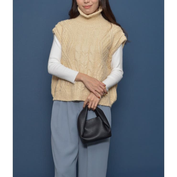 ハイネックケーブルニットベスト | ＆soiree | 詳細画像11 