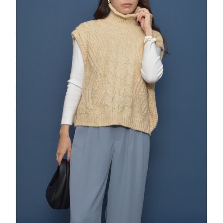 ハイネックケーブルニットベスト | ＆soiree | 詳細画像12 