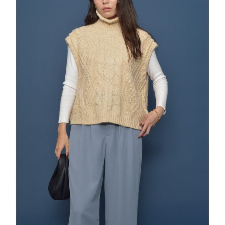 ハイネックケーブルニットベスト | ＆soiree | 詳細画像13 