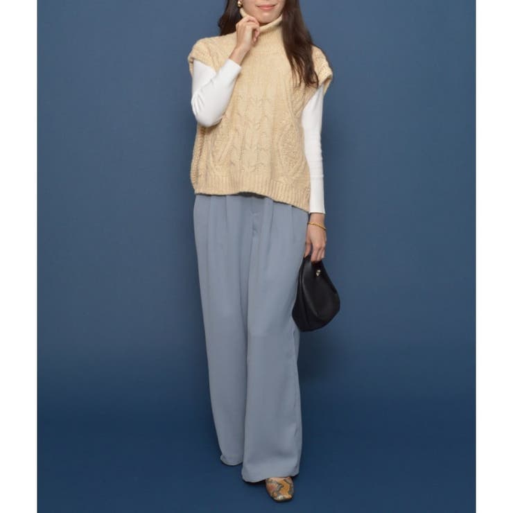 ハイネックケーブルニットベスト | ＆soiree | 詳細画像15 