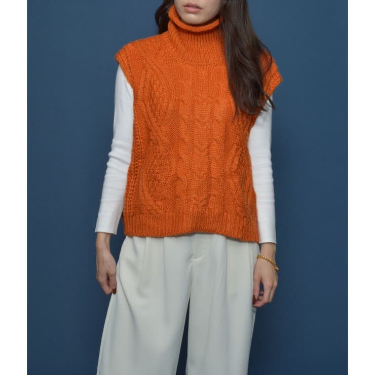 ハイネックケーブルニットベスト | ＆soiree | 詳細画像4 