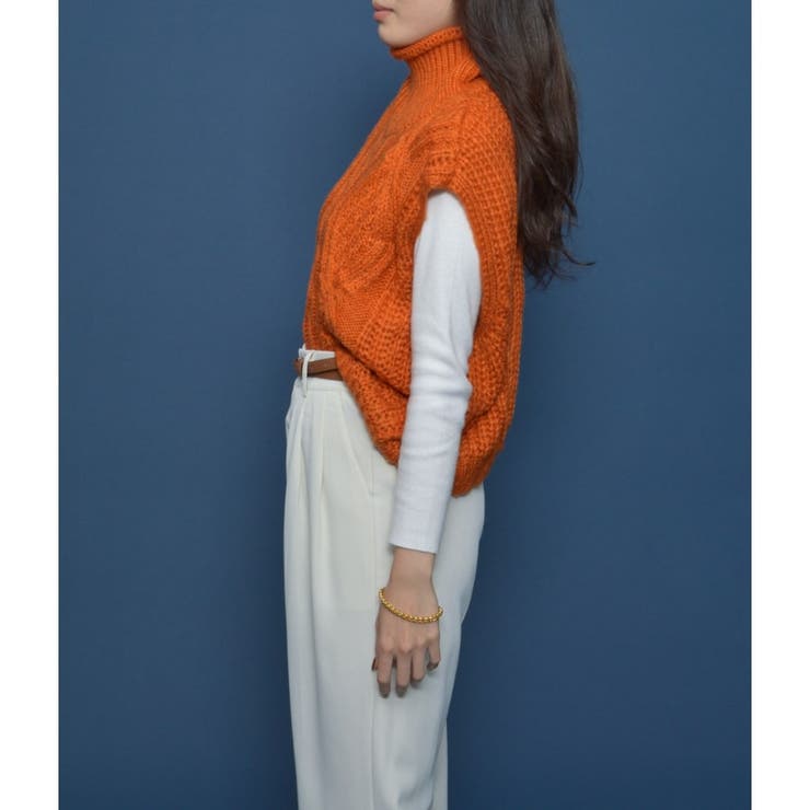 ハイネックケーブルニットベスト | ＆soiree | 詳細画像8 