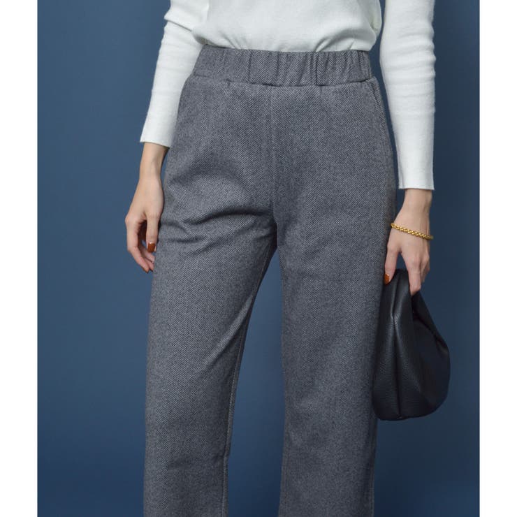 グレー | ヘリンボーンストレートパンツ（ウエストゴム） | ＆soiree