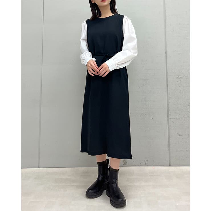 ラウンドネックウエストマークワンピース | ＆soiree | 詳細画像1 