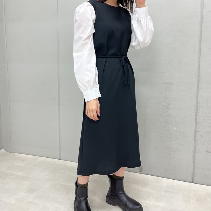 ラウンドネックウエストマークワンピース | ＆soiree | 詳細画像11 