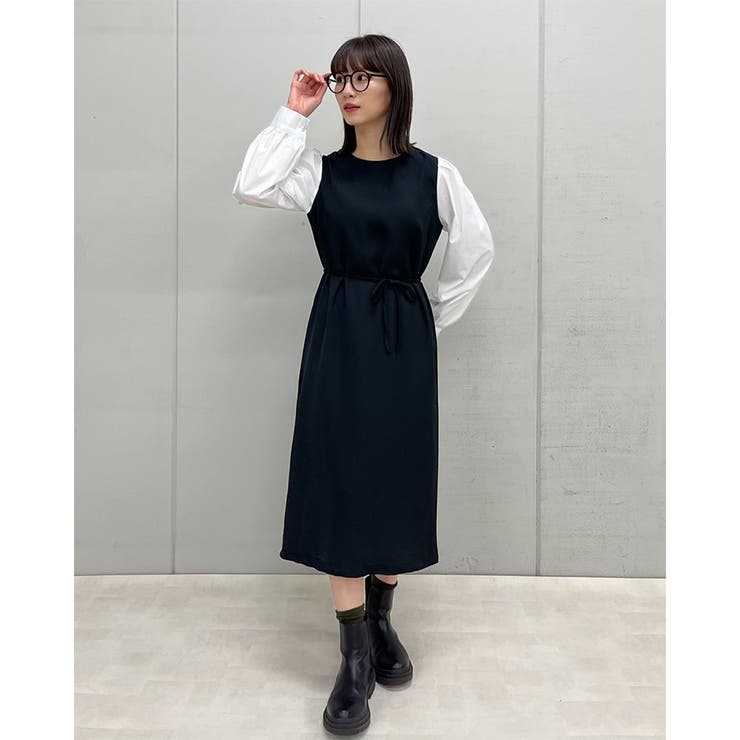 ラウンドネックウエストマークワンピース | ＆soiree | 詳細画像7 