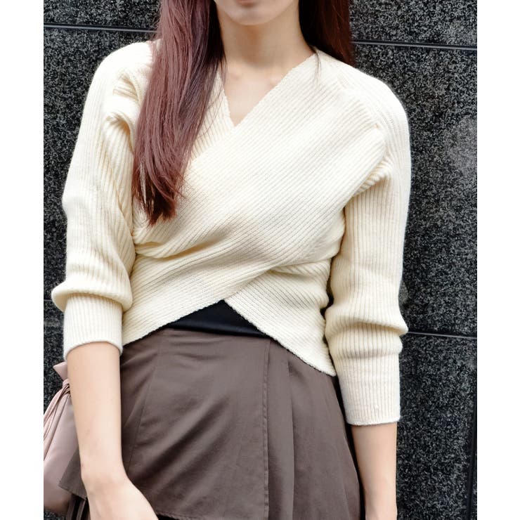 フロントクロスニットトップス[品番：RADM0001041]｜＆soiree（アンド