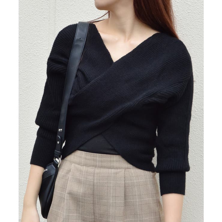 フロントクロスニットトップス[品番：RADM0001041]｜＆soiree（アンド