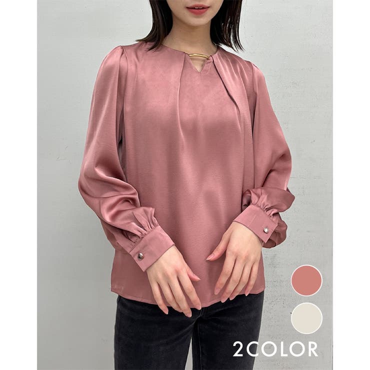 Vネックメタル付きシフォンブラウス | ＆soiree | 詳細画像1 