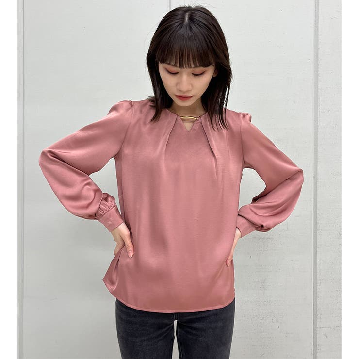 Vネックメタル付きシフォンブラウス | ＆soiree | 詳細画像12 