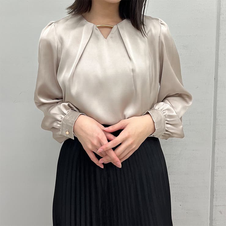 ブラウス シャツ 「＆soiree」Vネックメタル付きシフォンブラウス(CP) レディース ＆soiree ブラウス シャツ 「＆soiree」Vネックメタル付き