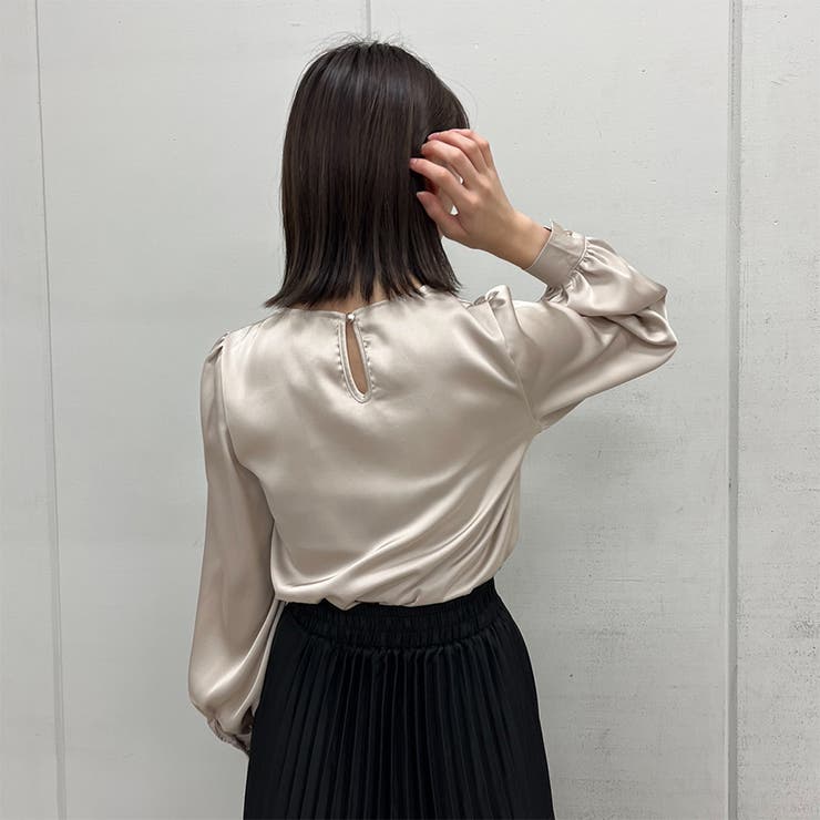 Vネックメタル付きシフォンブラウス | ＆soiree | 詳細画像6 