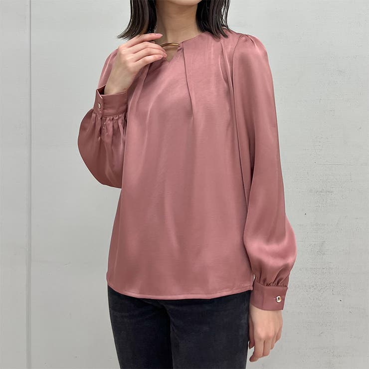 Vネックメタル付きシフォンブラウス | ＆soiree | 詳細画像9 