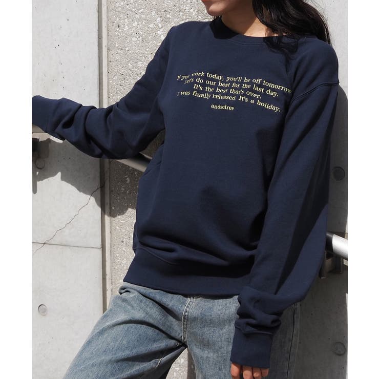 メッセージ刺繍裏毛スウェットクルーネックプルオーバー | ＆soiree | 詳細画像10 