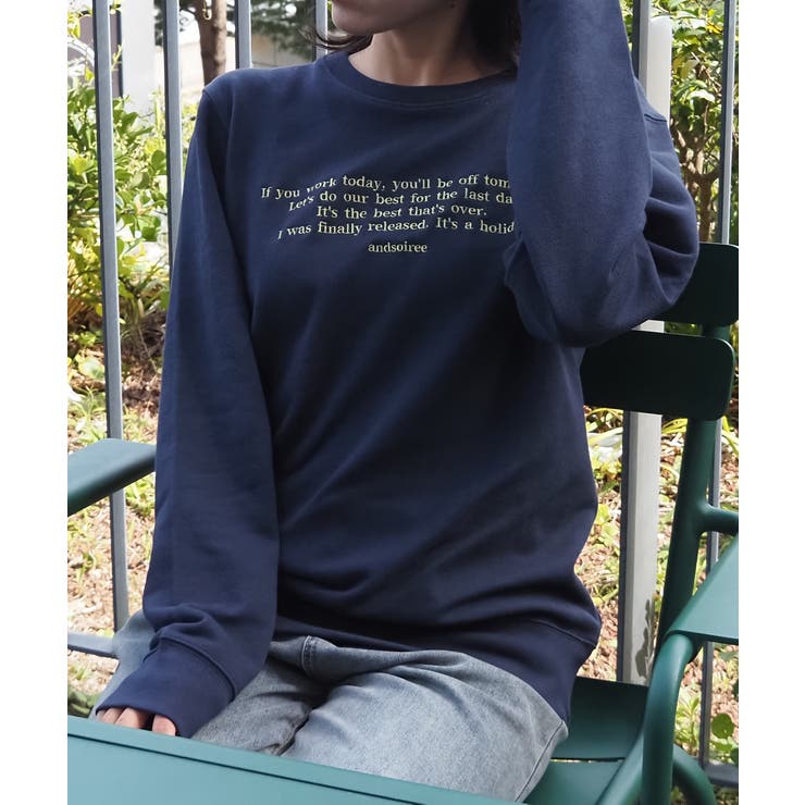 メッセージ刺繍裏毛スウェットクルーネックプルオーバー | ＆soiree | 詳細画像11 