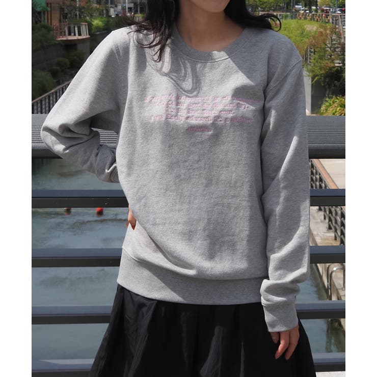 メッセージ刺繍裏毛スウェットクルーネックプルオーバー | ＆soiree | 詳細画像19 