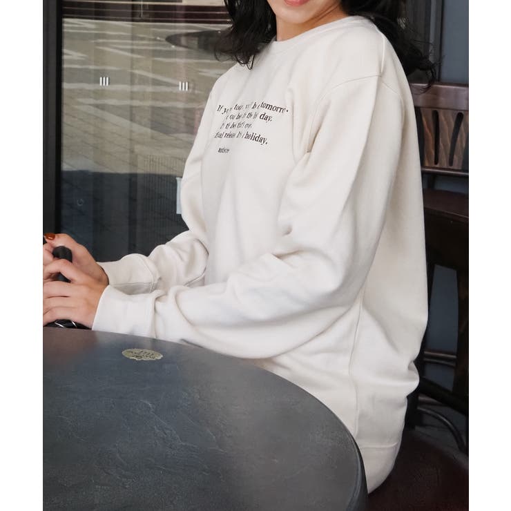 メッセージ刺繍裏毛スウェットクルーネックプルオーバー | ＆soiree | 詳細画像4 