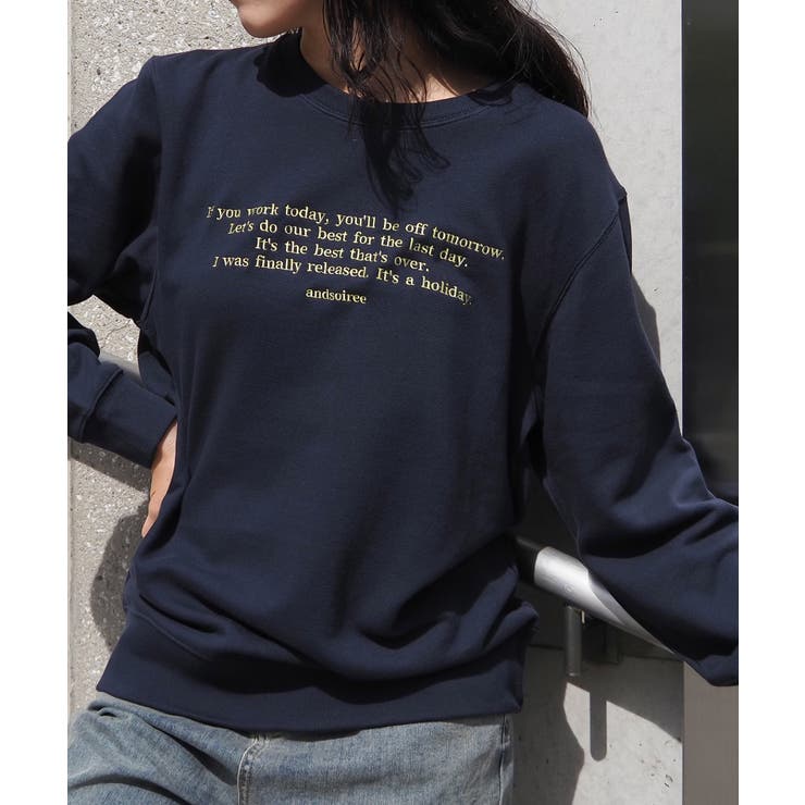 メッセージ刺繍裏毛スウェットクルーネックプルオーバー | ＆soiree | 詳細画像7 