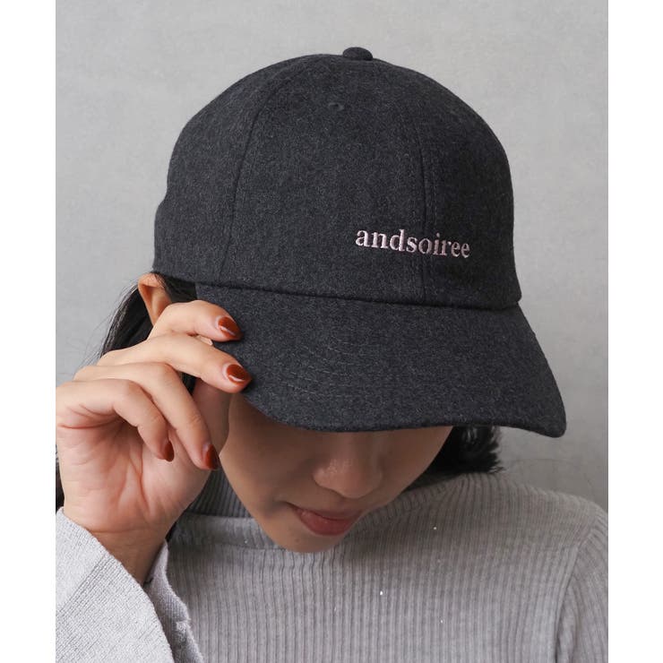 ブランドロゴ刺繍キャップ(ウール・コーデュロイ) | ＆soiree | 詳細画像2 