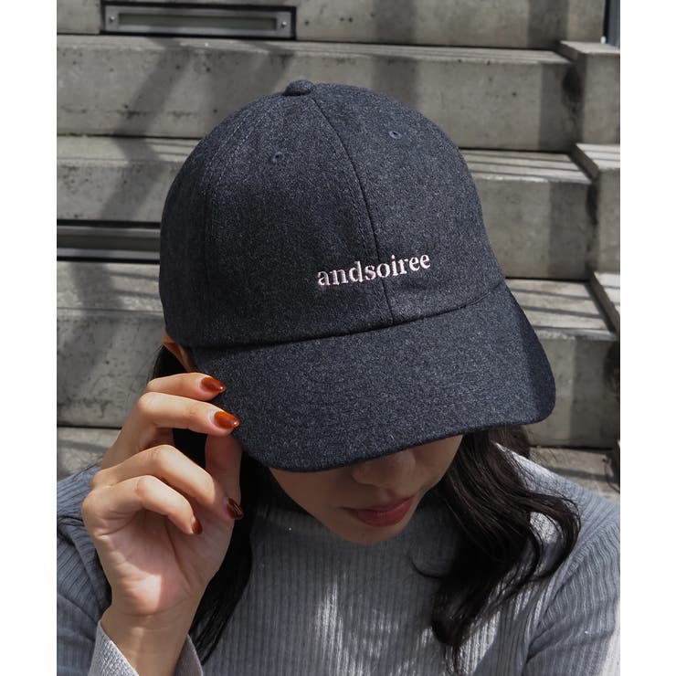 ブランドロゴ刺繍キャップ(ウール・コーデュロイ) | ＆soiree | 詳細画像3 