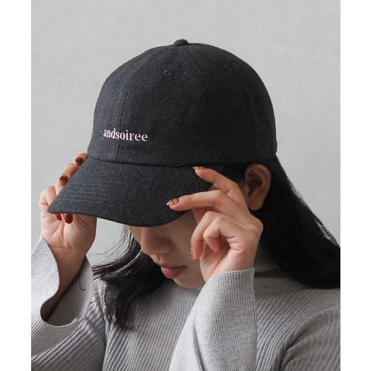 グレー | ブランドロゴ刺繍キャップ(ウール・コーデュロイ) | ＆soiree