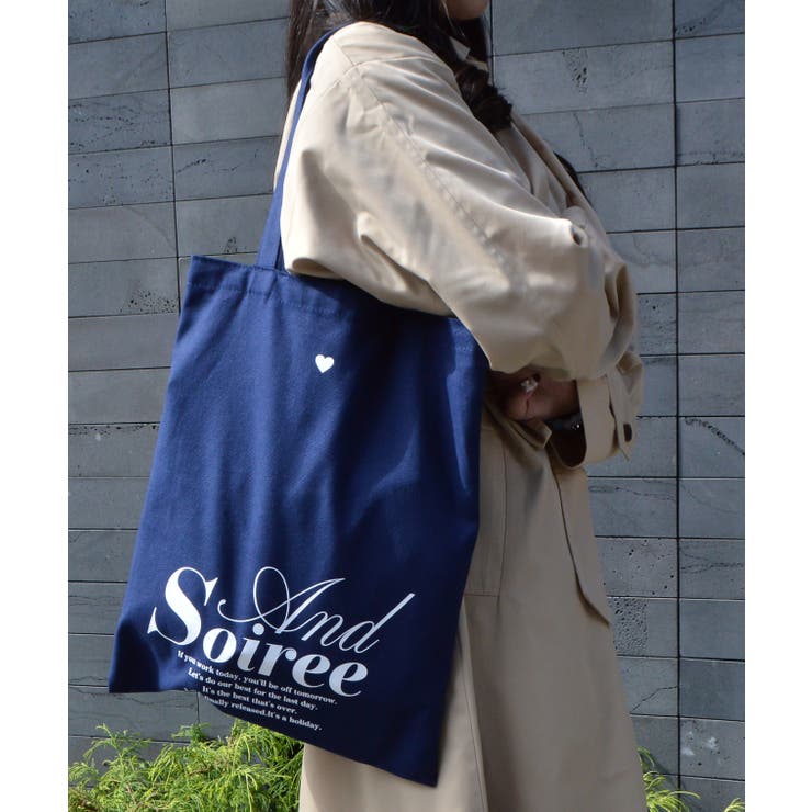 ネイビー | メッセージロゴプリントトート | ＆soiree
