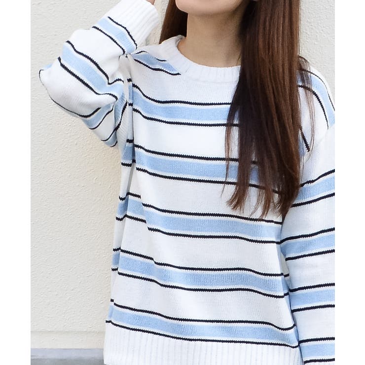 クルーネックルーズボーダーニット | ＆soiree | 詳細画像4 