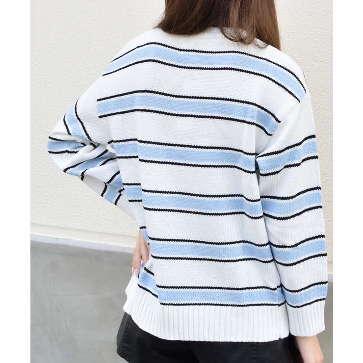 クルーネックルーズボーダーニット | ＆soiree | 詳細画像5 