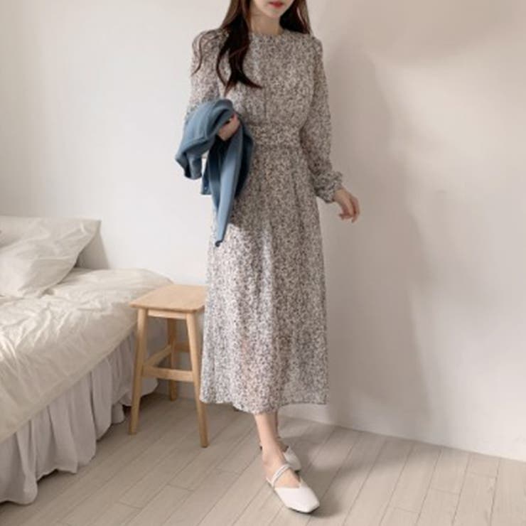 レトロ 花柄 シフォン フレアワンピース ワンピース 花柄フレアシフォンワンピース : ZOZOTOWN Yahoo!店