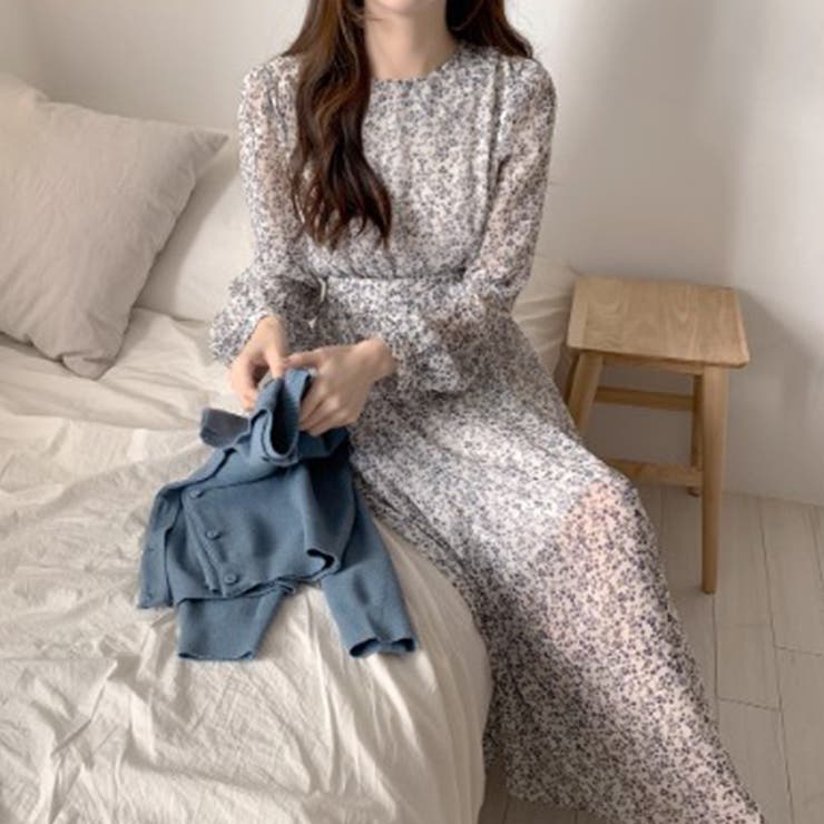 レトロ花柄シフォンワンピース[品番：RADM0000930]｜＆soiree