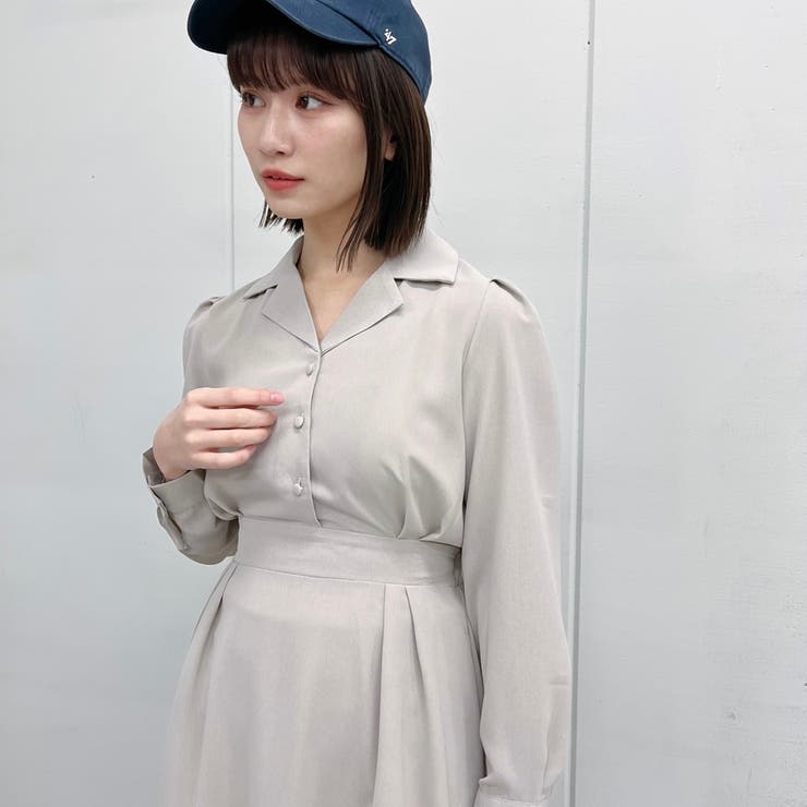 ベージュ | 開襟ロングワンピース | ＆soiree