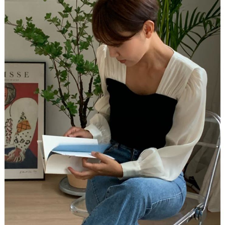 切替しニットプリーツシフォンブラウス | ＆soiree | 詳細画像12 