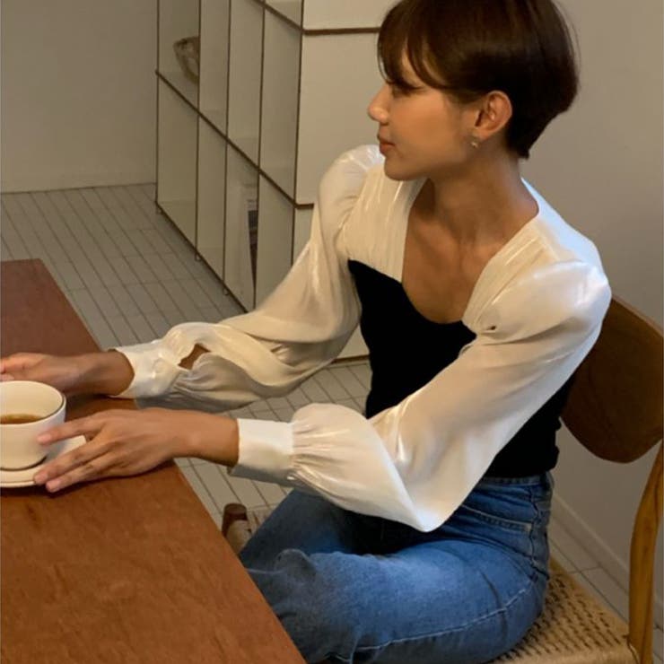 切替しニットプリーツシフォンブラウス | ＆soiree | 詳細画像15 