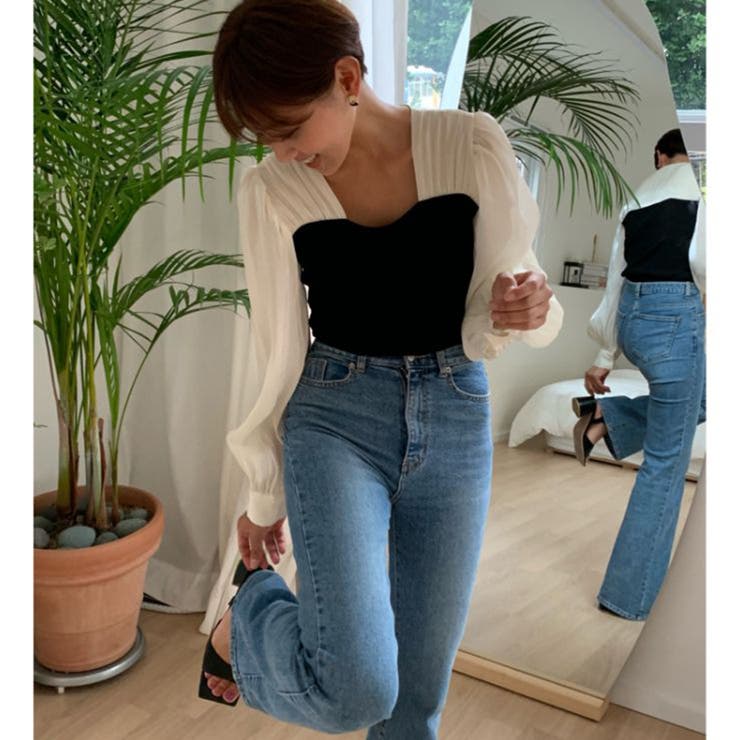 切替しニットプリーツシフォンブラウス | ＆soiree | 詳細画像5 